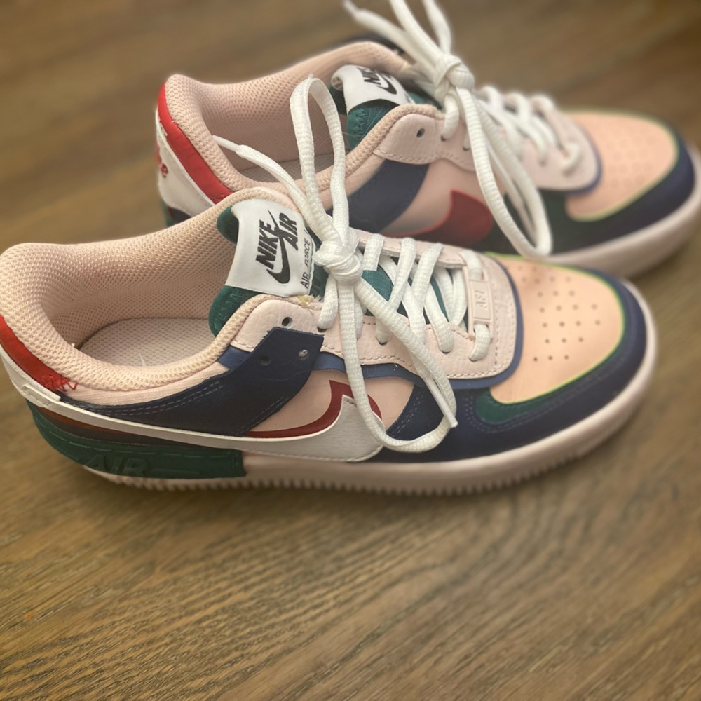 Nike Air Force Ones. Worn once. Size 6.5! Multi color!